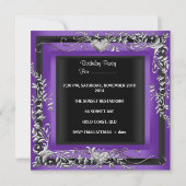 30th誕生日パーティーシルバーパープル 招待状 (裏面)