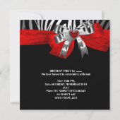 30th誕生日パーティーシルバーレッドブラックゼブラ2 招待状 (裏面)