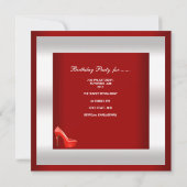 30th誕生日パーティーシルバーレッド高ヒール靴 招待状 (裏面)