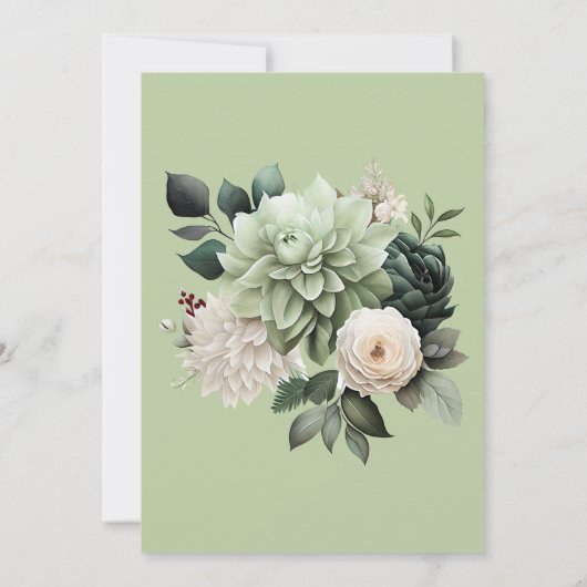 30th誕生日パーティーセージグリーンフローラ 招待状 (裏面)