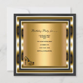 30th誕生日パーティーゼブラワイルドブラック金ゴールドシューズ 招待状 (裏面)