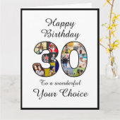 30th誕生日パーティーハッピー30フォト文字テンプレート カード (黄色い花)