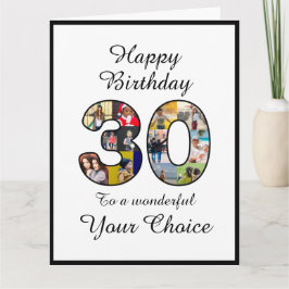 30th誕生日パーティーハッピー30フォト文字テンプレート カード