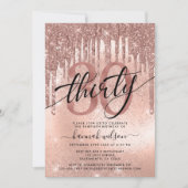 30th誕生日パーティーバラ金ゴールドトレンディー招待状 招待状 (正面)