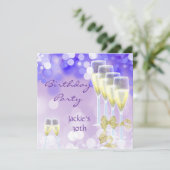 30th誕生日パーティーパープルシャンパングラス 招待状 (スタンド正面)