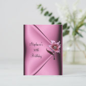 30th誕生日パーティーピンクシルクフローラジュエル 招待状 (スタンド正面)