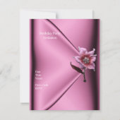 30th誕生日パーティーピンクシルクフローラジュエル 招待状 (裏面)