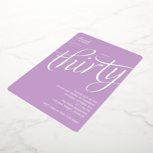 30th誕生日パーティーフォイル招待状 箔招待状 (回転した状態)