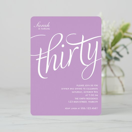 30th誕生日パーティーフォイル招待状 箔招待状 (立ち正面)