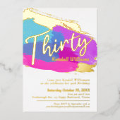 30th誕生日パーティーフォイル金ゴールドフォト抽象芸術アート 箔招待状 (正面)