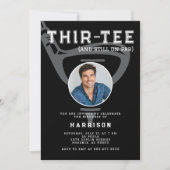 30th誕生日パーティーフォトゴモダンルフブラック 招待状 (正面)