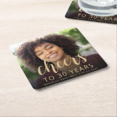 30th誕生日パーティーフォト応援 スクエアペーパーコースター (アングル)