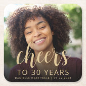 30th誕生日パーティーフォト応援 スクエアペーパーコースター (正面)