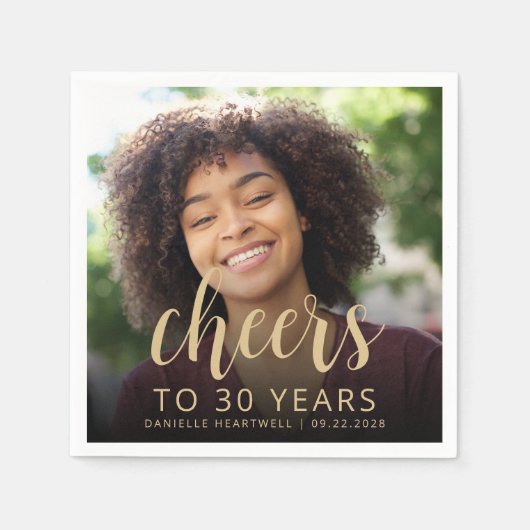 30th誕生日パーティーフォト応援 スタンダードカクテルナプキン (正面)