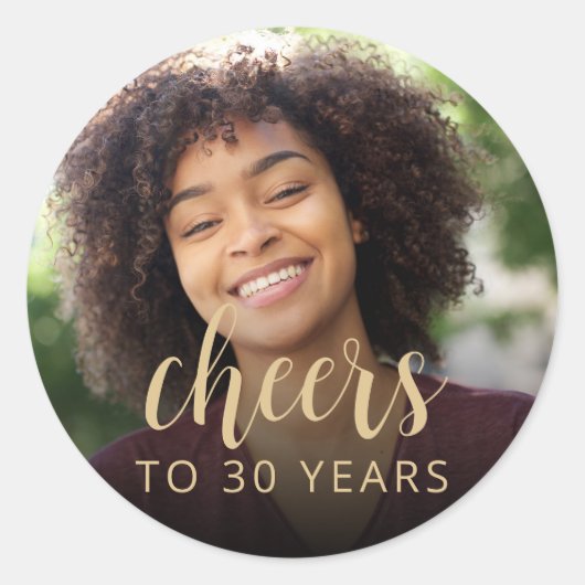 30th誕生日パーティーフォト応援 ラウンドシール (正面)