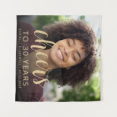 30th誕生日パーティーフォト金ゴールドスクリプト応援 タペストリー (正面(横))