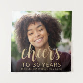 30th誕生日パーティーフォト金ゴールドスクリプト応援 タペストリー (正面)