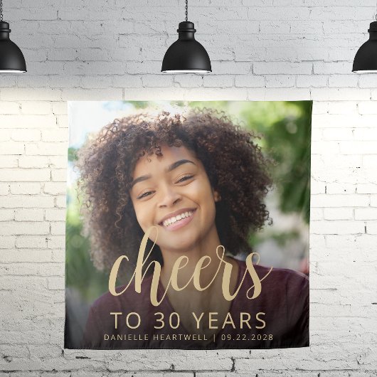 30th誕生日パーティーフォト金ゴールドスクリプト応援 タペストリー