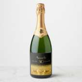 30th誕生日パーティーブラック金ゴールド名chic スパークリングワインラベル (正面)