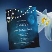 30th誕生日パーティーブルームーンライト インビテーションポストカード