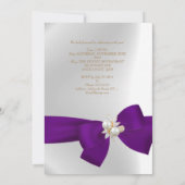30th誕生日パーティーホワイトパールジュエルパープルボウ 招待状 (裏面)