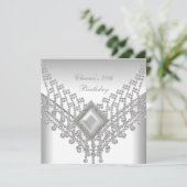 30th誕生日パーティーホワイトパールダイヤモンドジュエル 招待状 (スタンド正面)