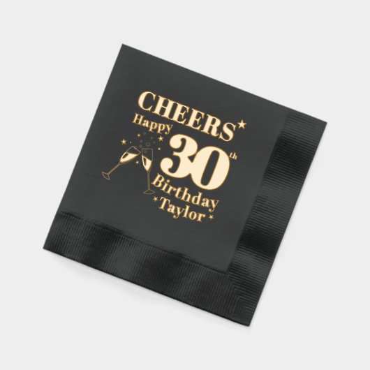 30th誕生日パーティー応援シャンパングラス 箔ナプキン (左)