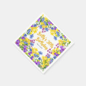 30th誕生日パーティー水彩ワイルドフラワー スタンダードカクテルナプキン (角)