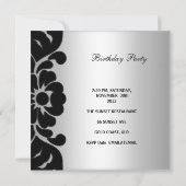 30th誕生日パーティー白黒シルバーフローラ 招待状 (裏面)
