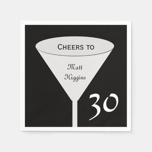 30th誕生日パーティー紙ナプキンス スタンダードカクテルナプキン (正面)