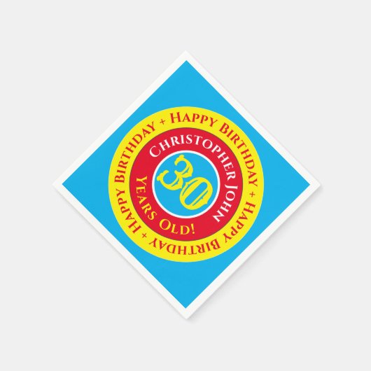 30th誕生日パーティー紙ナプキンス スタンダードカクテルナプキン (角)