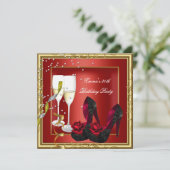 30th誕生日パーティー赤金ゴールドブラック 招待状 (スタンド正面)