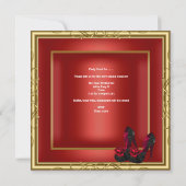 30th誕生日パーティー赤金ゴールドブラック 招待状 (裏面)