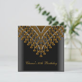 30th誕生日パーティー金ゴールドブロンズビーズブラック 招待状 (スタンド正面)