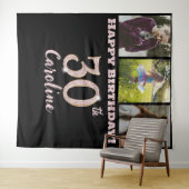 30th誕生日パーティー、バラ金ゴールドグリッターと3枚の写真 タペストリー (インサイチュ(横))