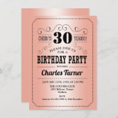 30th誕生日パーティー-バラ金ゴールド 招待状 (正面/裏面)
