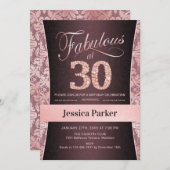 30th誕生日パーティー-バラ金ゴールド 招待状 (正面/裏面)