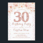 30th誕生日パーティー – ホワイトローズ金ゴールド 招待状<br><div class="desc">30th誕生日パーティの招待状エレガントデザインでフェイクグリッターバラ金ゴールドと白。</div>