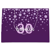 30th誕生日パープルネームダイヤモンド ラージペーパーバッグ (正面)