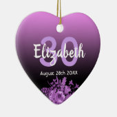 30th誕生日パープルブラックフローラ名 セラミックオーナメント (右)