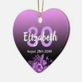 30th誕生日パープルブラックフローラ名 セラミックオーナメント (左)