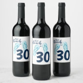 30th誕生日ビーチサンダルビーチパーティー ワインラベル (ボトル)