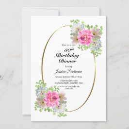 30th誕生日ピンクの金ゴールドパーティー 招待状