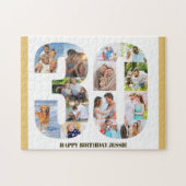 30th誕生日フォトコラージュニュートラル番号30 ジグソーパズル (横)