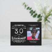 30th誕生日フォトブラックヴィンテージ誕生日招待状 ポストカード (スタンド正面)