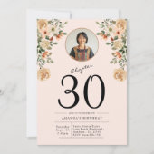 30th誕生日フローラ写真パーティー 招待状 (正面)