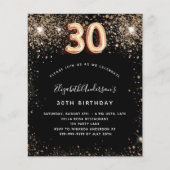 30th誕生日ブラック金ゴールドグリッター予算 チラシ (正面)