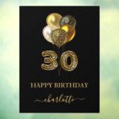 30th誕生日ブラック金ゴールドヒョウ名スクリプト ウィンドウサイン (シート3)