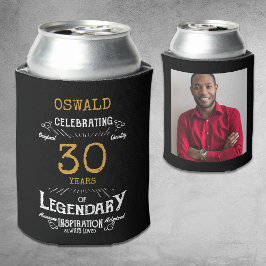 30th誕生日ブラック金ゴールド伝説的な写真 缶クーラー