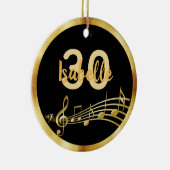 30th誕生日ブラック金ゴールド音符名 セラミックオーナメント (右)